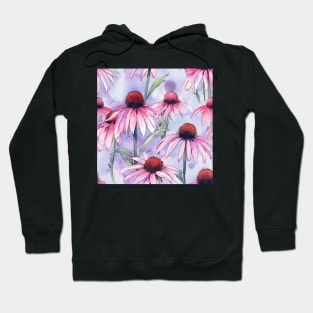 Watercolor Wildflower Purple Coneflower Pattern 1 Hoodie